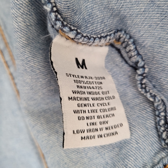 AMERICAN BAZI Denim Button Up Camouflage Pattern Hooded Jean Jacket - Picture 6 of 9